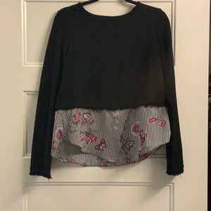 Long sleeve black floral blouse